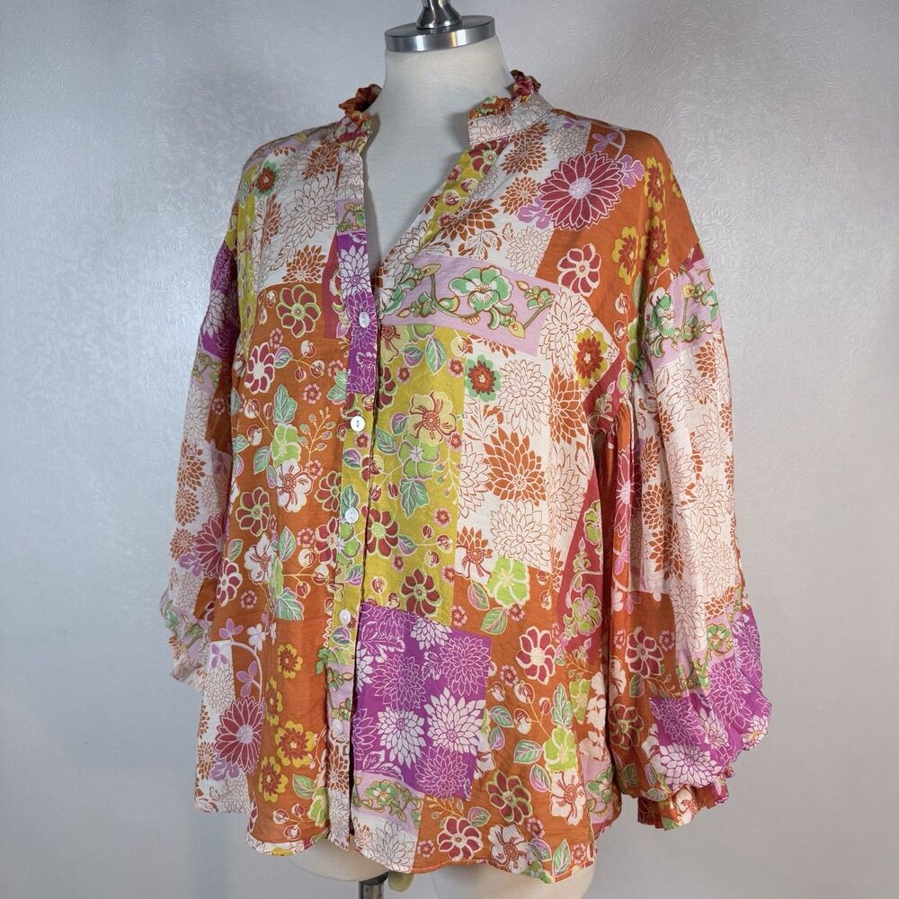 Fate sz L Floral Patchwork Blouse